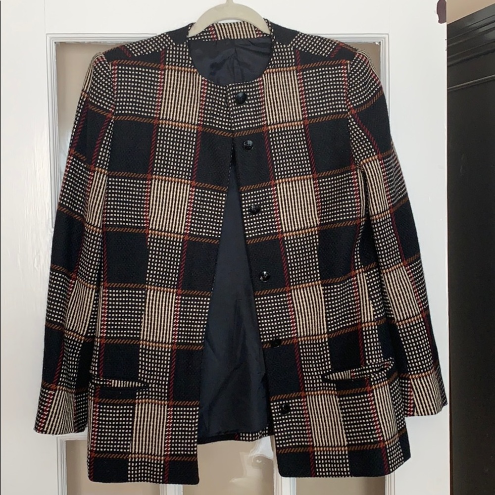 AMAZING 60s plaid knit blazer/jacket